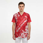 Personalized Dolphins Rugby Scrub Top Urban Street Graffiti Style - Distressed Splatter Elements