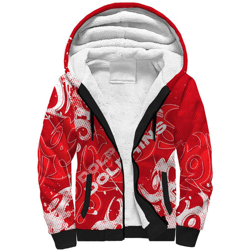 Personalized Dolphins Rugby Sherpa Hoodie Urban Street Graffiti Style - Distressed Splatter Elements