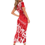 Personalized Dolphins Rugby Short Sleeve Bodycon Dress Urban Street Graffiti Style - Distressed Splatter Elements
