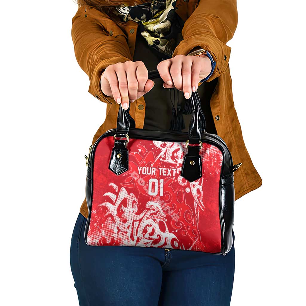 Personalized Dolphins Rugby Shoulder Handbag Urban Street Graffiti Style - Distressed Splatter Elements