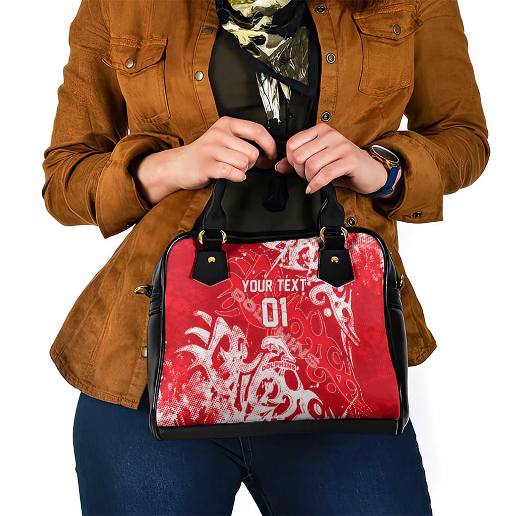 Personalized Dolphins Rugby Shoulder Handbag Urban Street Graffiti Style - Distressed Splatter Elements