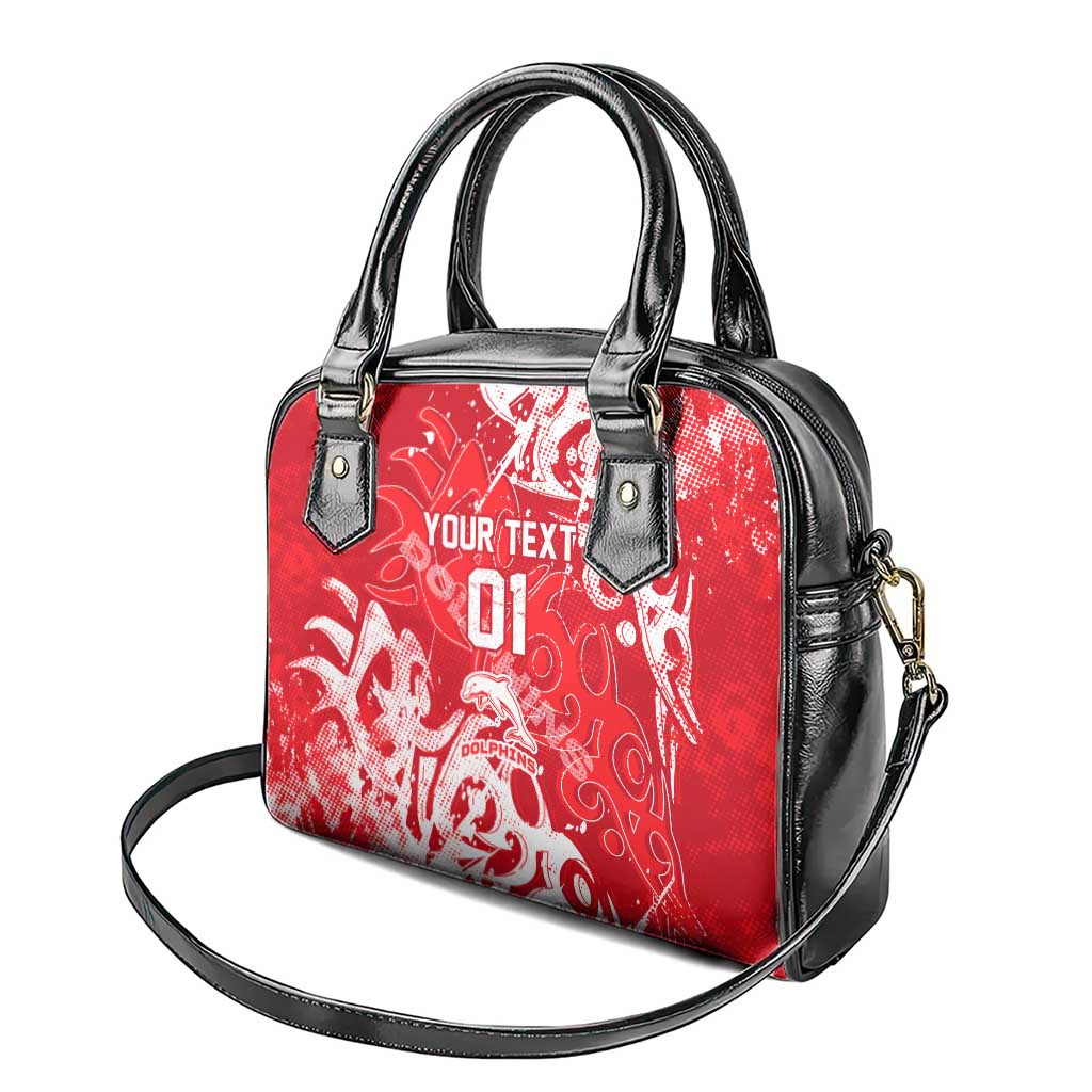Personalized Dolphins Rugby Shoulder Handbag Urban Street Graffiti Style - Distressed Splatter Elements