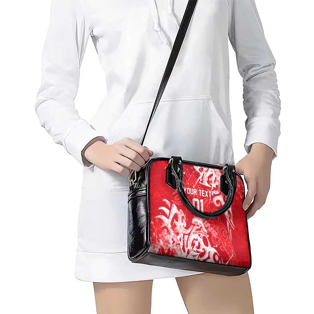 Personalized Dolphins Rugby Shoulder Handbag Urban Street Graffiti Style - Distressed Splatter Elements