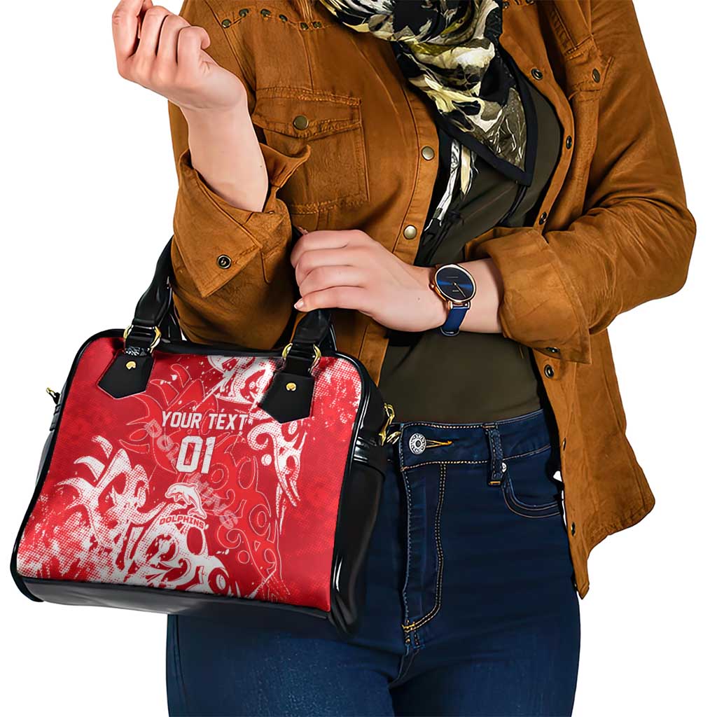Personalized Dolphins Rugby Shoulder Handbag Urban Street Graffiti Style - Distressed Splatter Elements