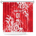 Personalized Dolphins Rugby Shower Curtain Urban Street Graffiti Style - Distressed Splatter Elements
