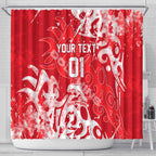Personalized Dolphins Rugby Shower Curtain Urban Street Graffiti Style - Distressed Splatter Elements