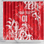 Personalized Dolphins Rugby Shower Curtain Urban Street Graffiti Style - Distressed Splatter Elements