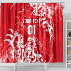 Personalized Dolphins Rugby Shower Curtain Urban Street Graffiti Style - Distressed Splatter Elements