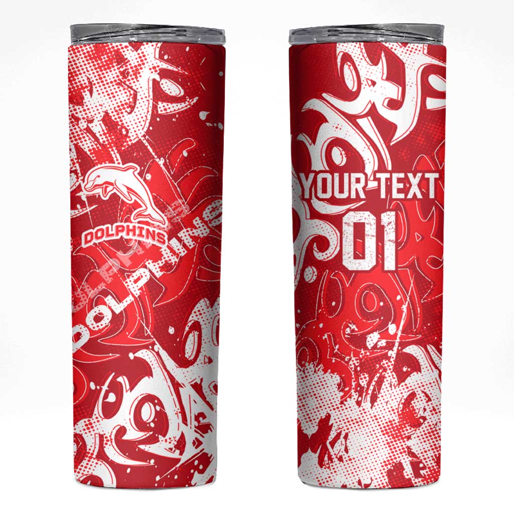 Personalized Dolphins Rugby Skinny Tumbler Urban Street Graffiti Style - Distressed Splatter Elements
