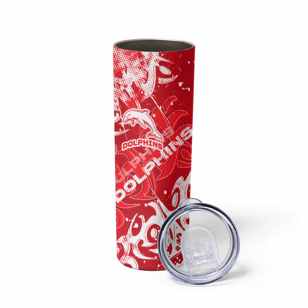 Personalized Dolphins Rugby Skinny Tumbler Urban Street Graffiti Style - Distressed Splatter Elements