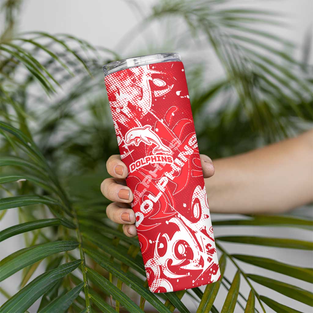 Personalized Dolphins Rugby Skinny Tumbler Urban Street Graffiti Style - Distressed Splatter Elements