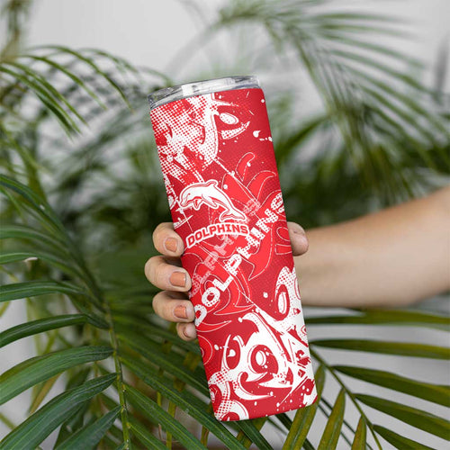 Personalized Dolphins Rugby Skinny Tumbler Urban Street Graffiti Style - Distressed Splatter Elements