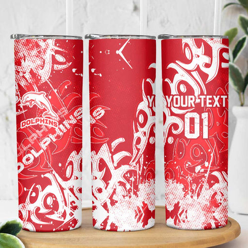 Personalized Dolphins Rugby Skinny Tumbler Urban Street Graffiti Style - Distressed Splatter Elements