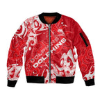 Personalized Dolphins Rugby Sleeve Zip Bomber Jacket Urban Street Graffiti Style - Distressed Splatter Elements