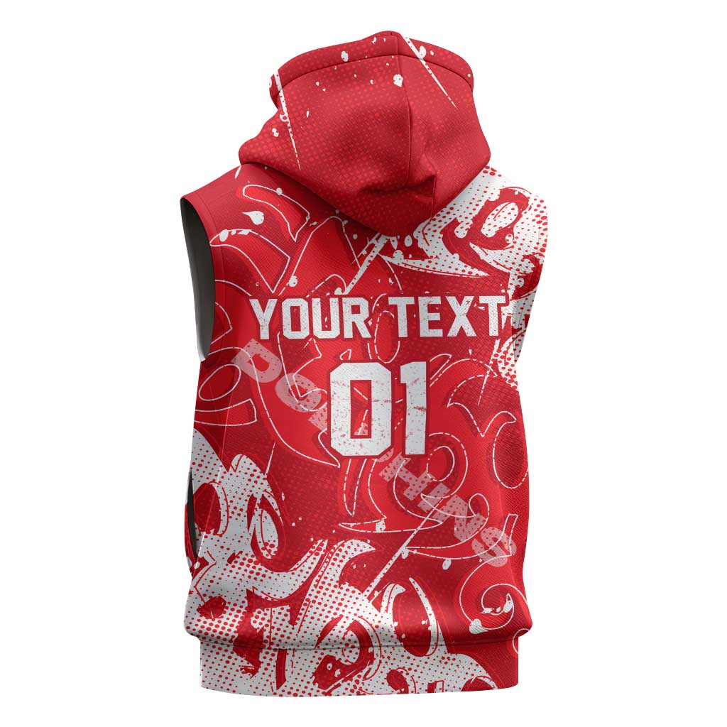 Personalized Dolphins Rugby Sleeveless Hoodie Urban Street Graffiti Style - Distressed Splatter Elements