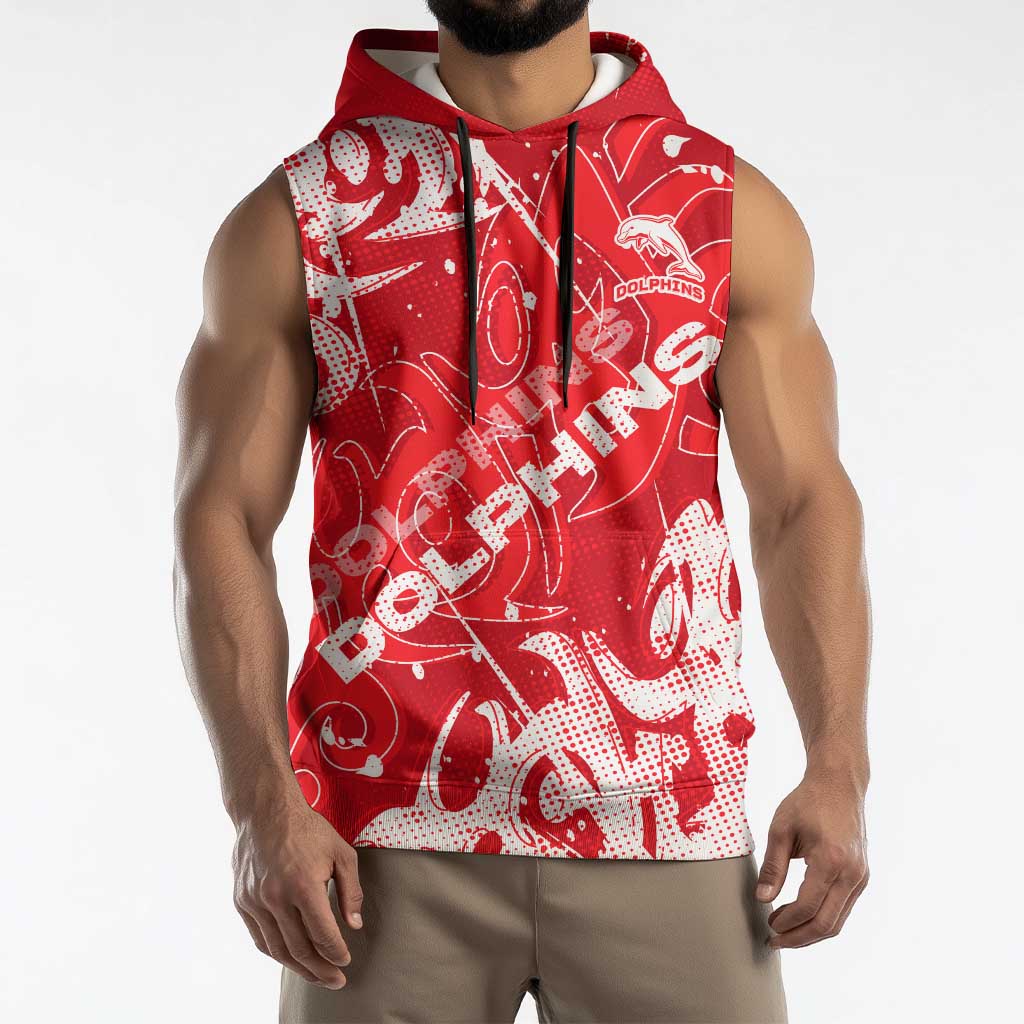 Personalized Dolphins Rugby Sleeveless Hoodie Urban Street Graffiti Style - Distressed Splatter Elements