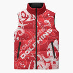 Personalized Dolphins Rugby Sleeveless Puffer Jacket Urban Street Graffiti Style - Distressed Splatter Elements