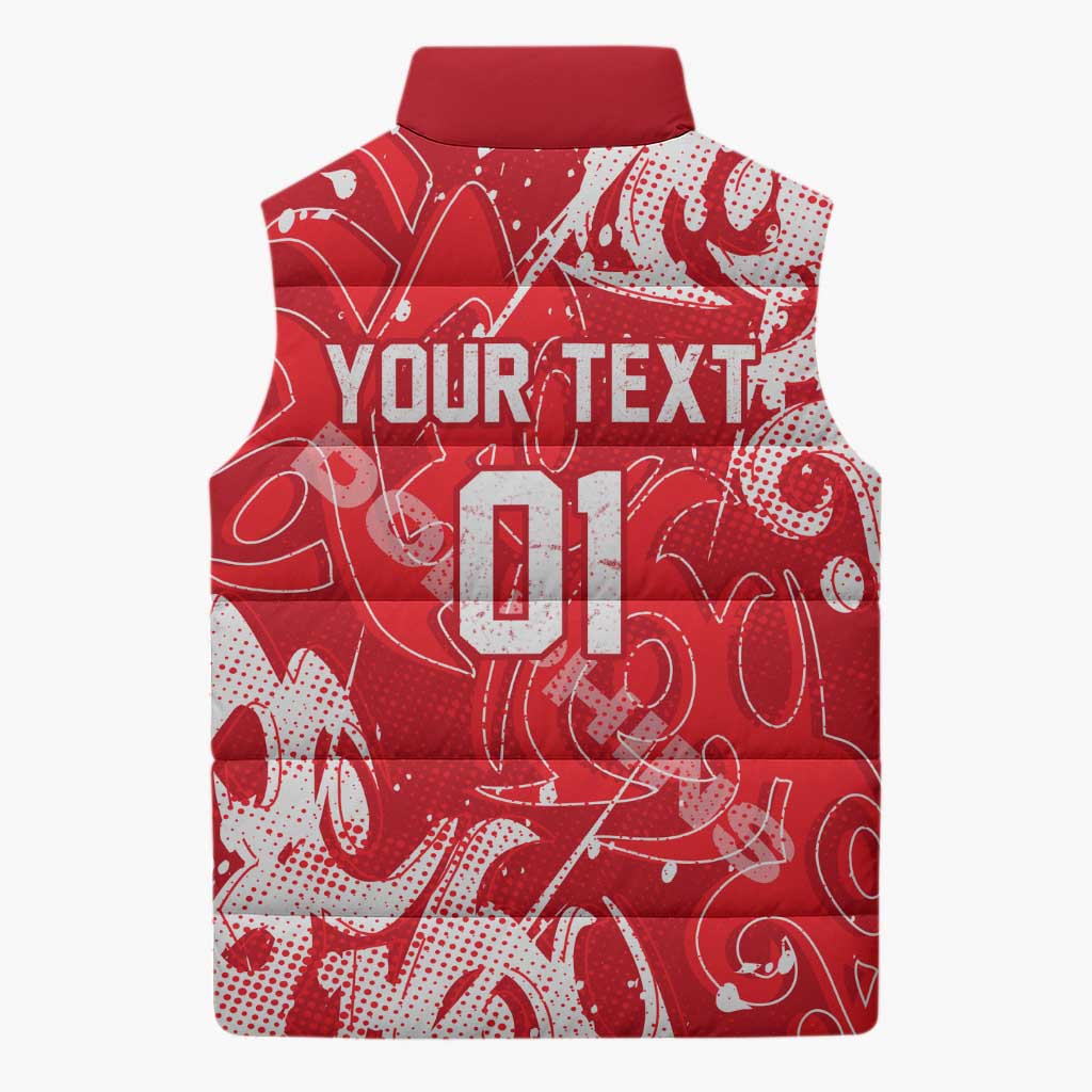 Personalized Dolphins Rugby Sleeveless Puffer Jacket Urban Street Graffiti Style - Distressed Splatter Elements