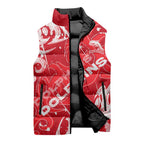 Personalized Dolphins Rugby Sleeveless Puffer Jacket Urban Street Graffiti Style - Distressed Splatter Elements