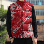 Personalized Dolphins Rugby Sleeveless Puffer Jacket Urban Street Graffiti Style - Distressed Splatter Elements