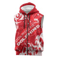 Personalized Dolphins Rugby Sleeveless Zip Hoodie Urban Street Graffiti Style - Distressed Splatter Elements