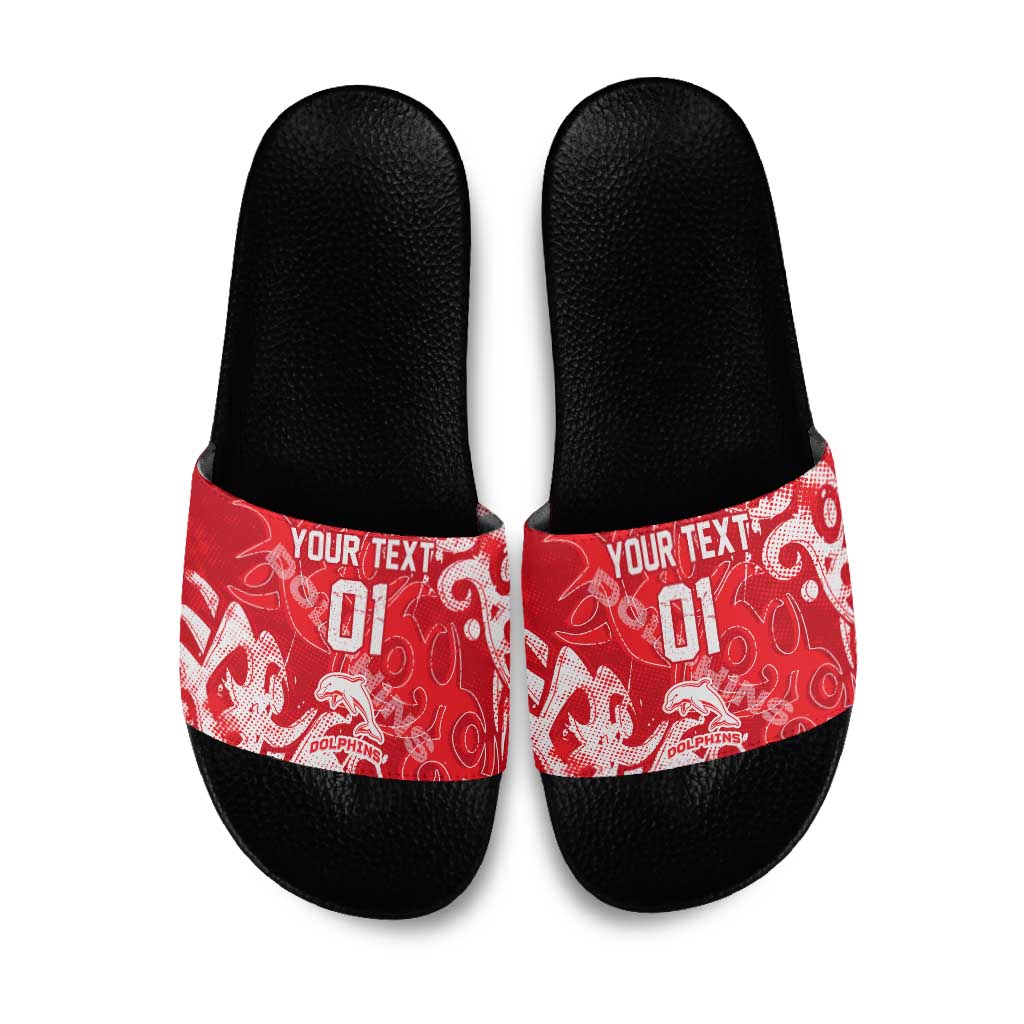 Personalized Dolphins Rugby Slide Sandals Urban Street Graffiti Style - Distressed Splatter Elements