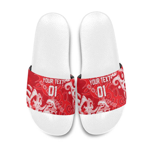 Personalized Dolphins Rugby Slide Sandals Urban Street Graffiti Style - Distressed Splatter Elements