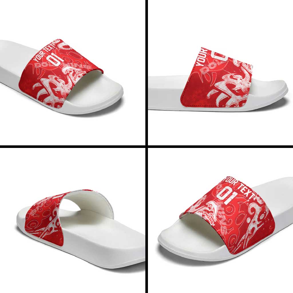 Personalized Dolphins Rugby Slide Sandals Urban Street Graffiti Style - Distressed Splatter Elements