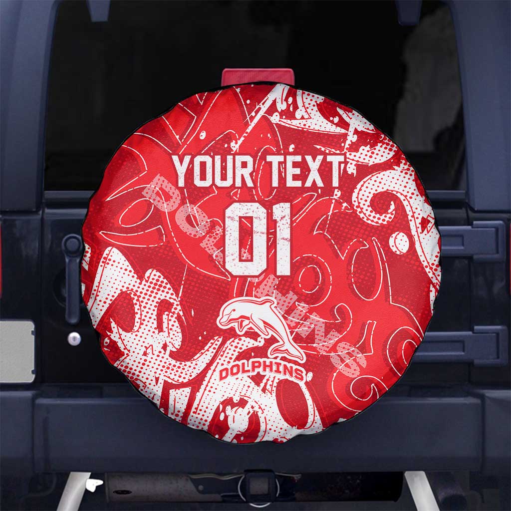 Personalized Dolphins Rugby Spare Tire Cover Urban Street Graffiti Style - Distressed Splatter Elements