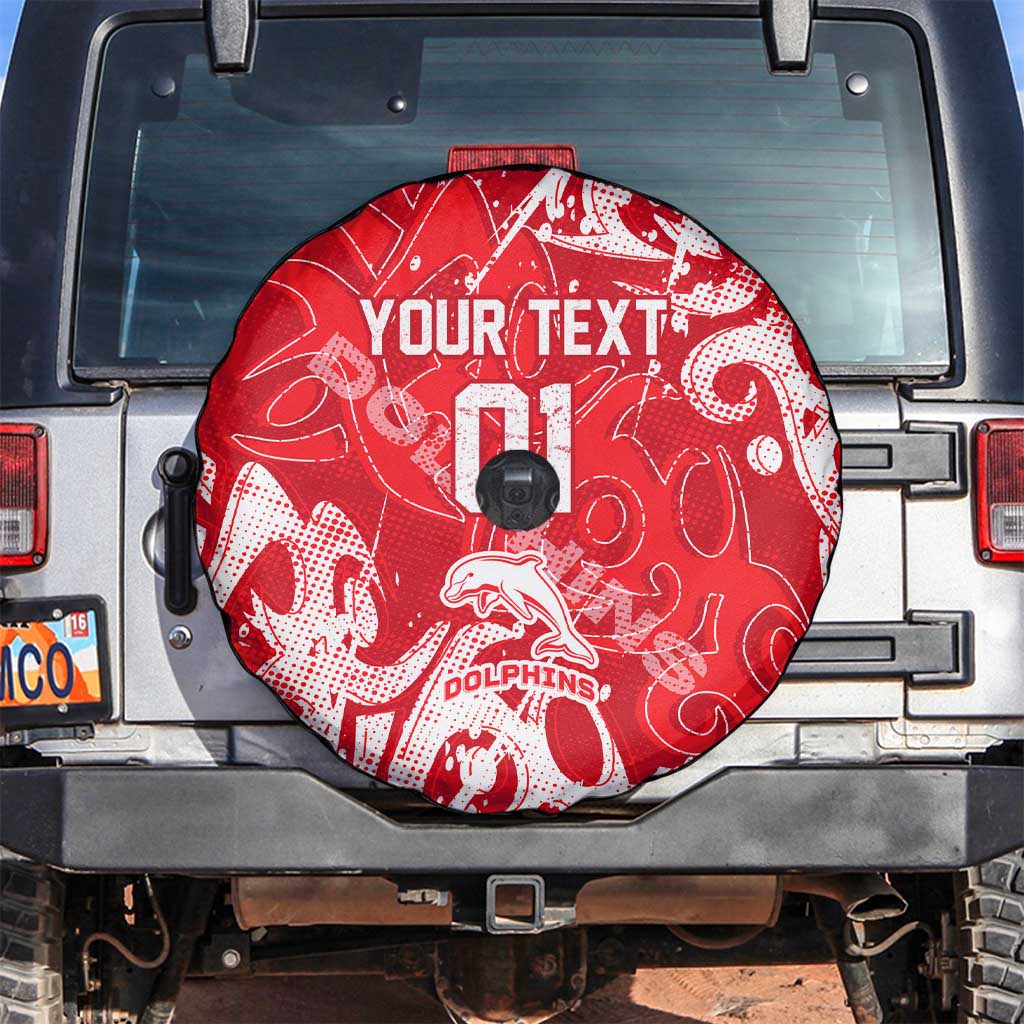 Personalized Dolphins Rugby Spare Tire Cover Urban Street Graffiti Style - Distressed Splatter Elements