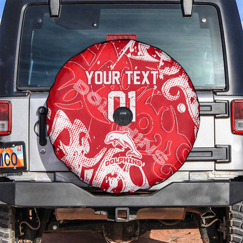 Personalized Dolphins Rugby Spare Tire Cover Urban Street Graffiti Style - Distressed Splatter Elements
