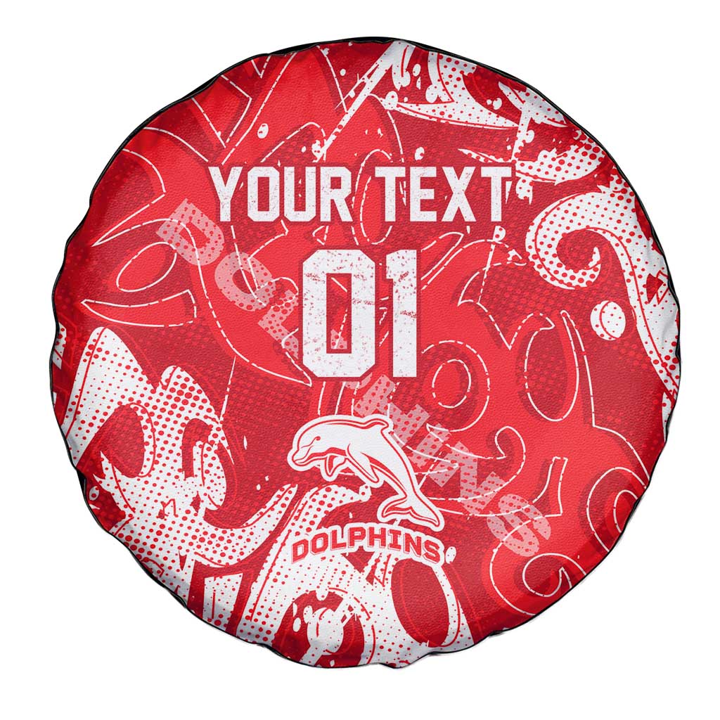 Personalized Dolphins Rugby Spare Tire Cover Urban Street Graffiti Style - Distressed Splatter Elements