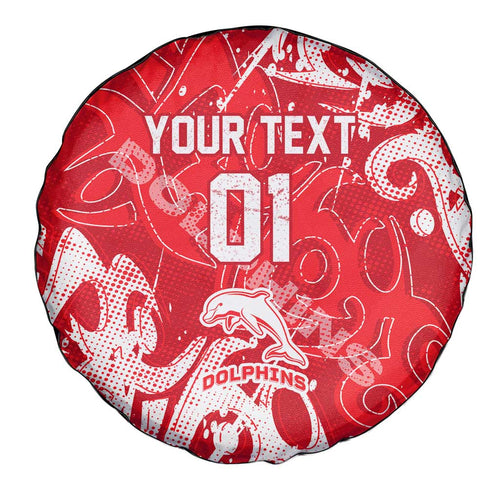 Personalized Dolphins Rugby Spare Tire Cover Urban Street Graffiti Style - Distressed Splatter Elements
