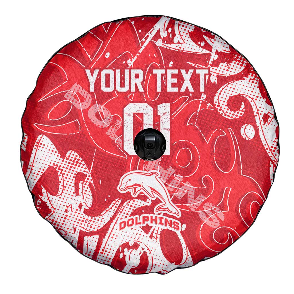 Personalized Dolphins Rugby Spare Tire Cover Urban Street Graffiti Style - Distressed Splatter Elements