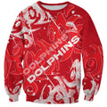 Personalized Dolphins Rugby Sweatshirt Urban Street Graffiti Style - Distressed Splatter Elements