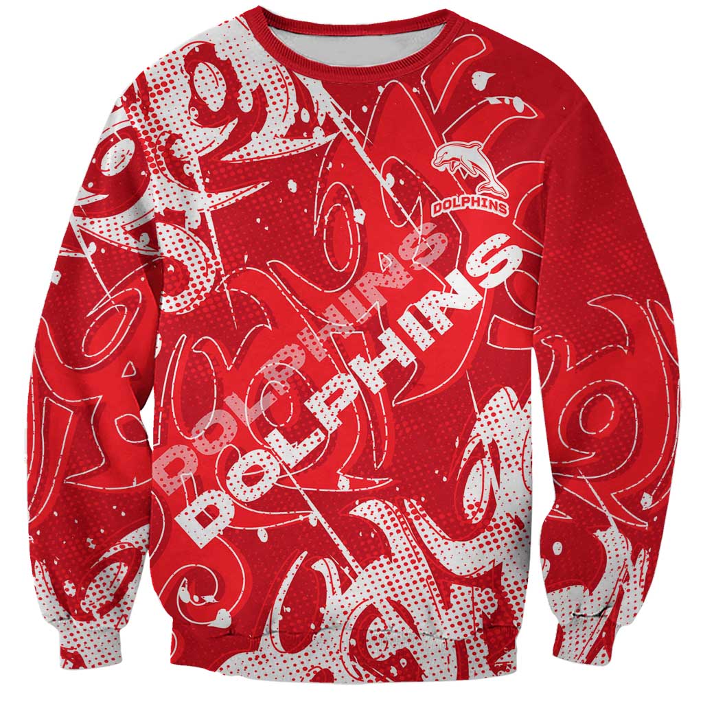 Personalized Dolphins Rugby Sweatshirt Urban Street Graffiti Style - Distressed Splatter Elements