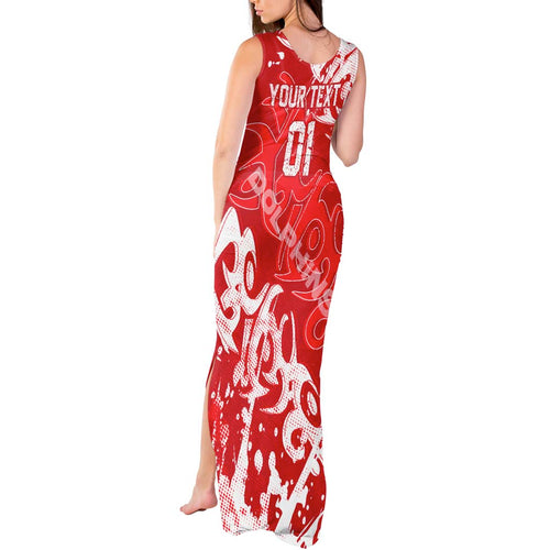 Personalized Dolphins Rugby Tank Maxi Dress Urban Street Graffiti Style - Distressed Splatter Elements