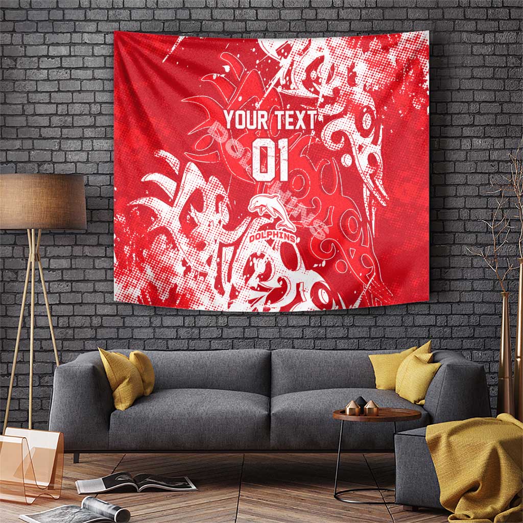 Personalized Dolphins Rugby Tapestry Urban Street Graffiti Style - Distressed Splatter Elements