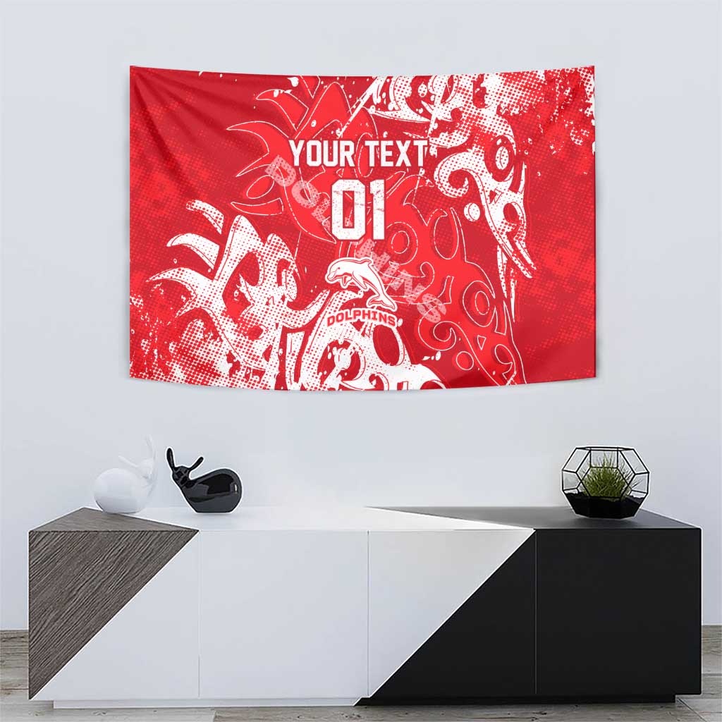 Personalized Dolphins Rugby Tapestry Urban Street Graffiti Style - Distressed Splatter Elements