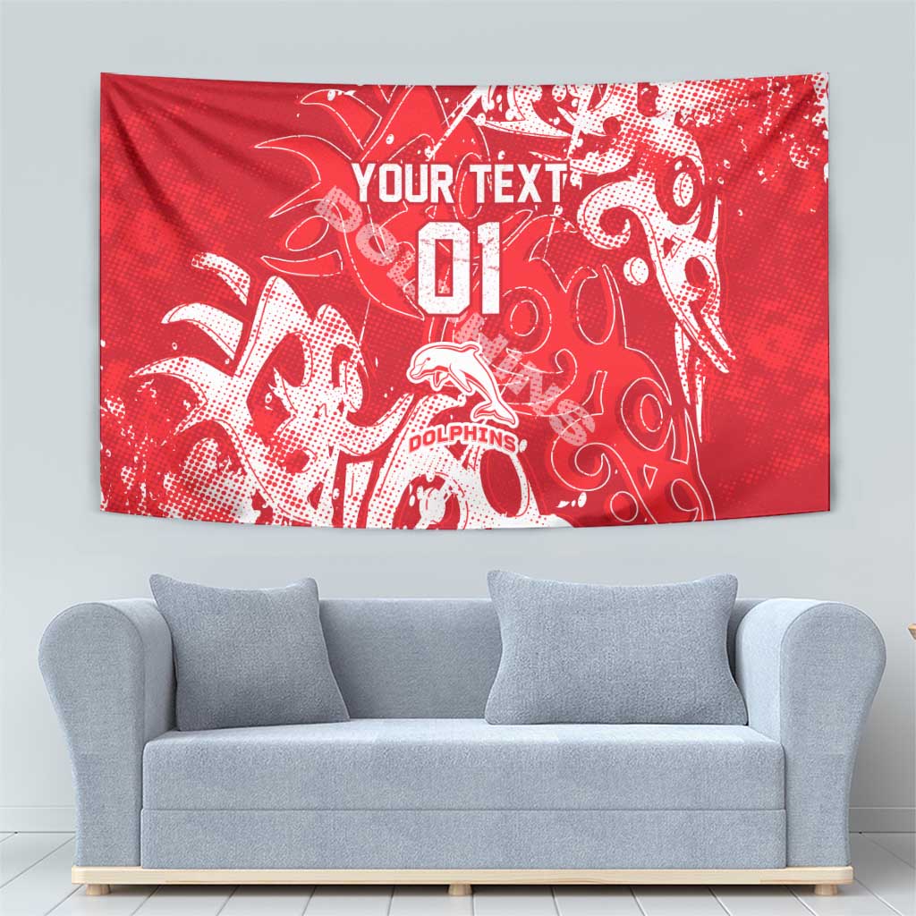 Personalized Dolphins Rugby Tapestry Urban Street Graffiti Style - Distressed Splatter Elements