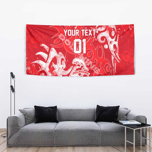 Personalized Dolphins Rugby Tapestry Urban Street Graffiti Style - Distressed Splatter Elements