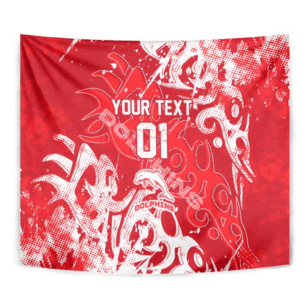 Personalized Dolphins Rugby Tapestry Urban Street Graffiti Style - Distressed Splatter Elements