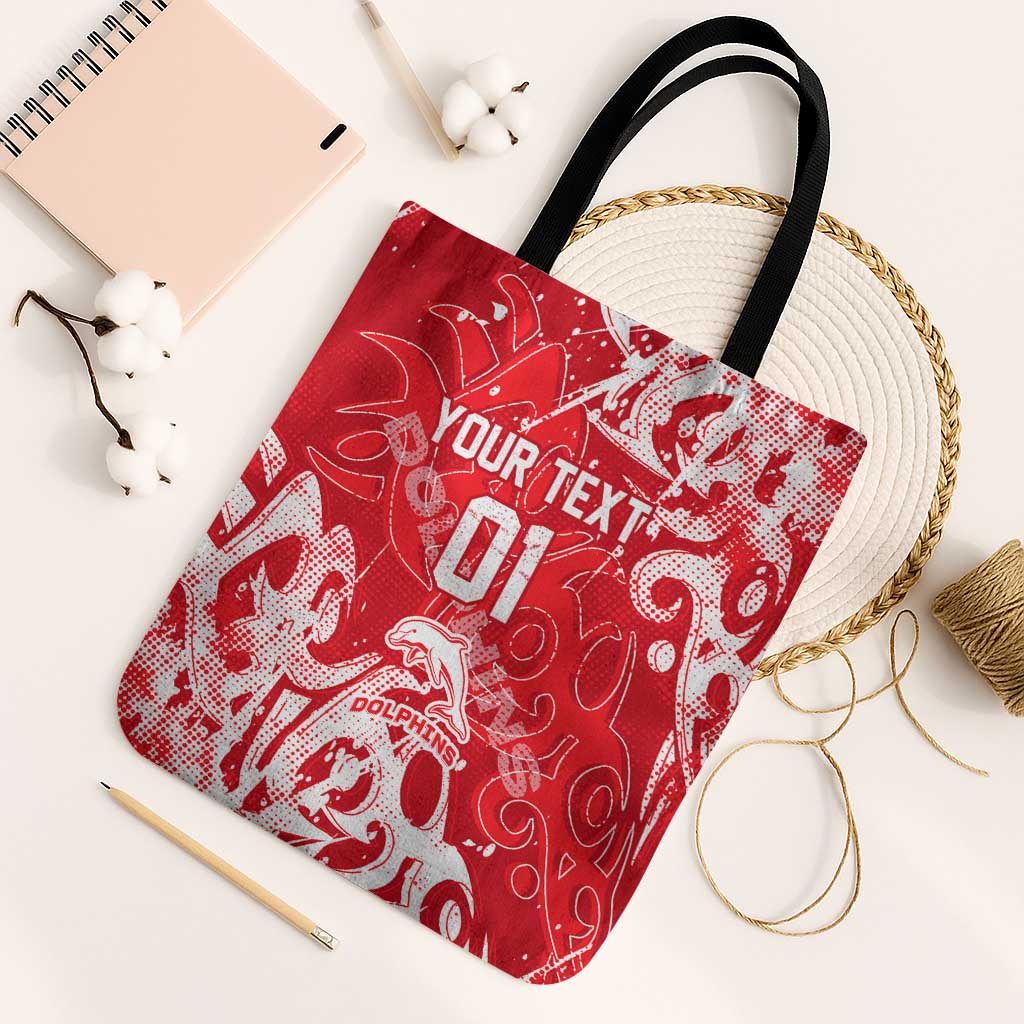Personalized Dolphins Rugby Tote Bag Urban Street Graffiti Style - Distressed Splatter Elements