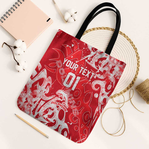 Personalized Dolphins Rugby Tote Bag Urban Street Graffiti Style - Distressed Splatter Elements