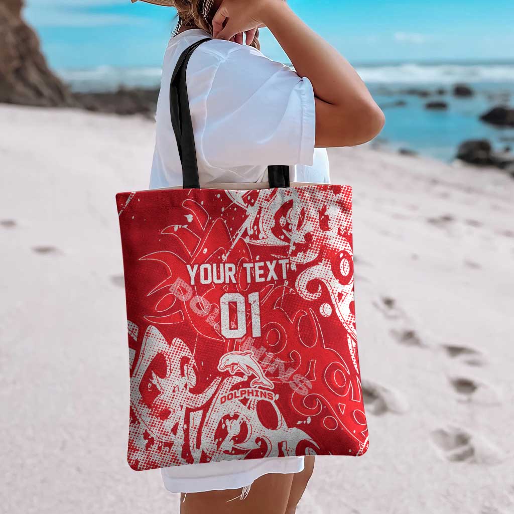 Personalized Dolphins Rugby Tote Bag Urban Street Graffiti Style - Distressed Splatter Elements