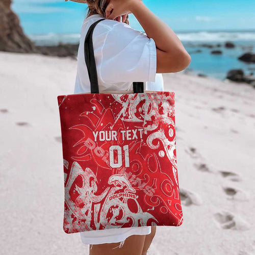 Personalized Dolphins Rugby Tote Bag Urban Street Graffiti Style - Distressed Splatter Elements
