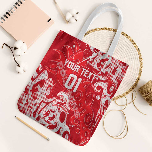 Personalized Dolphins Rugby Tote Bag Urban Street Graffiti Style - Distressed Splatter Elements