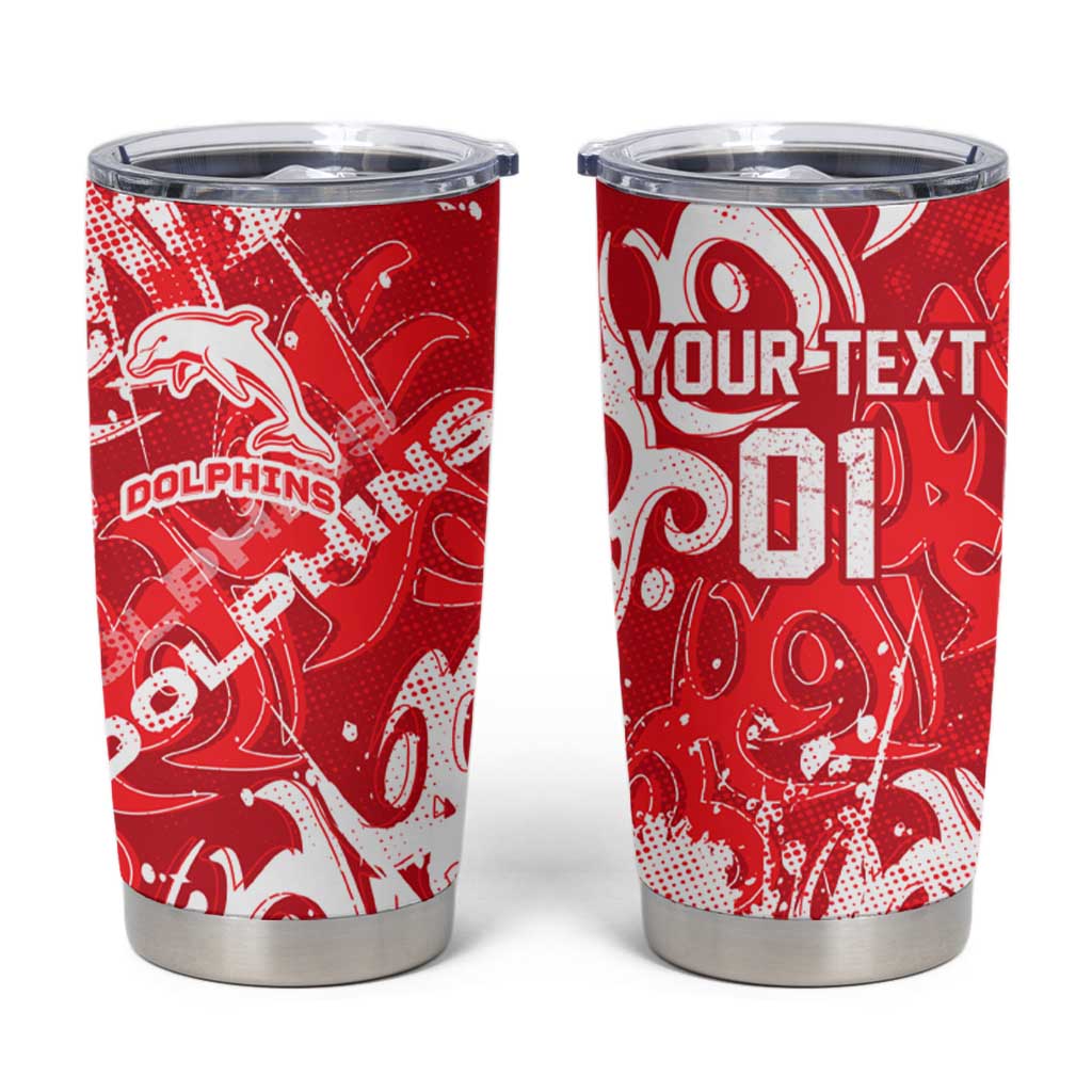 Personalized Dolphins Rugby Tumbler Cup Urban Street Graffiti Style - Distressed Splatter Elements