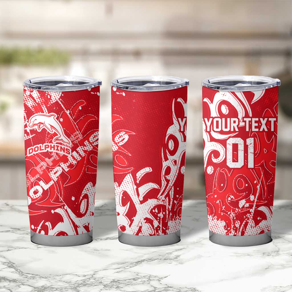 Personalized Dolphins Rugby Tumbler Cup Urban Street Graffiti Style - Distressed Splatter Elements