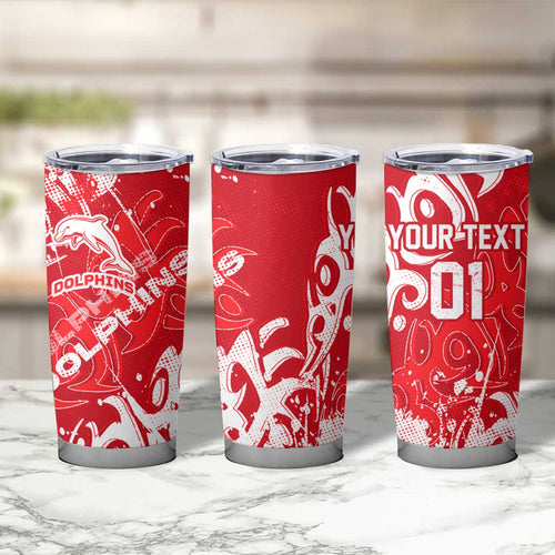Personalized Dolphins Rugby Tumbler Cup Urban Street Graffiti Style - Distressed Splatter Elements